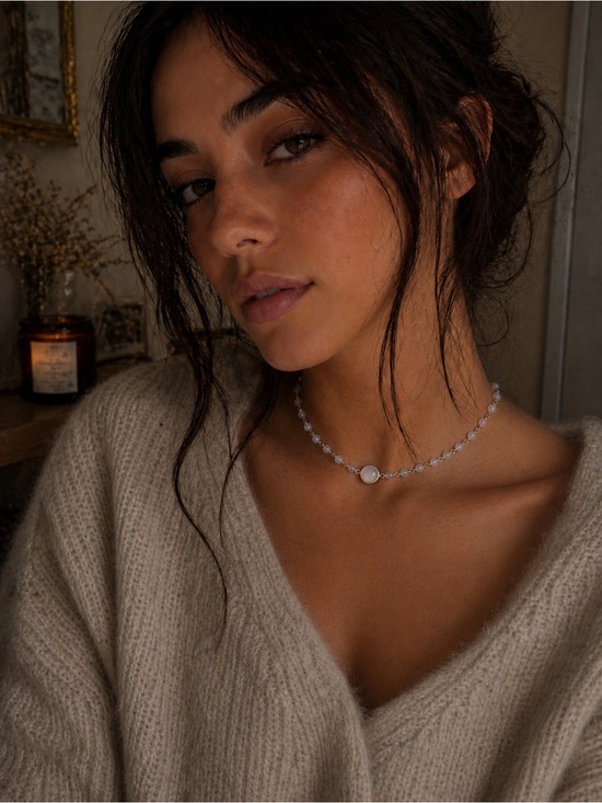 Jewelry - Sterling Silver Moonstone Choker | Dainty Wire Wrapped Necklace